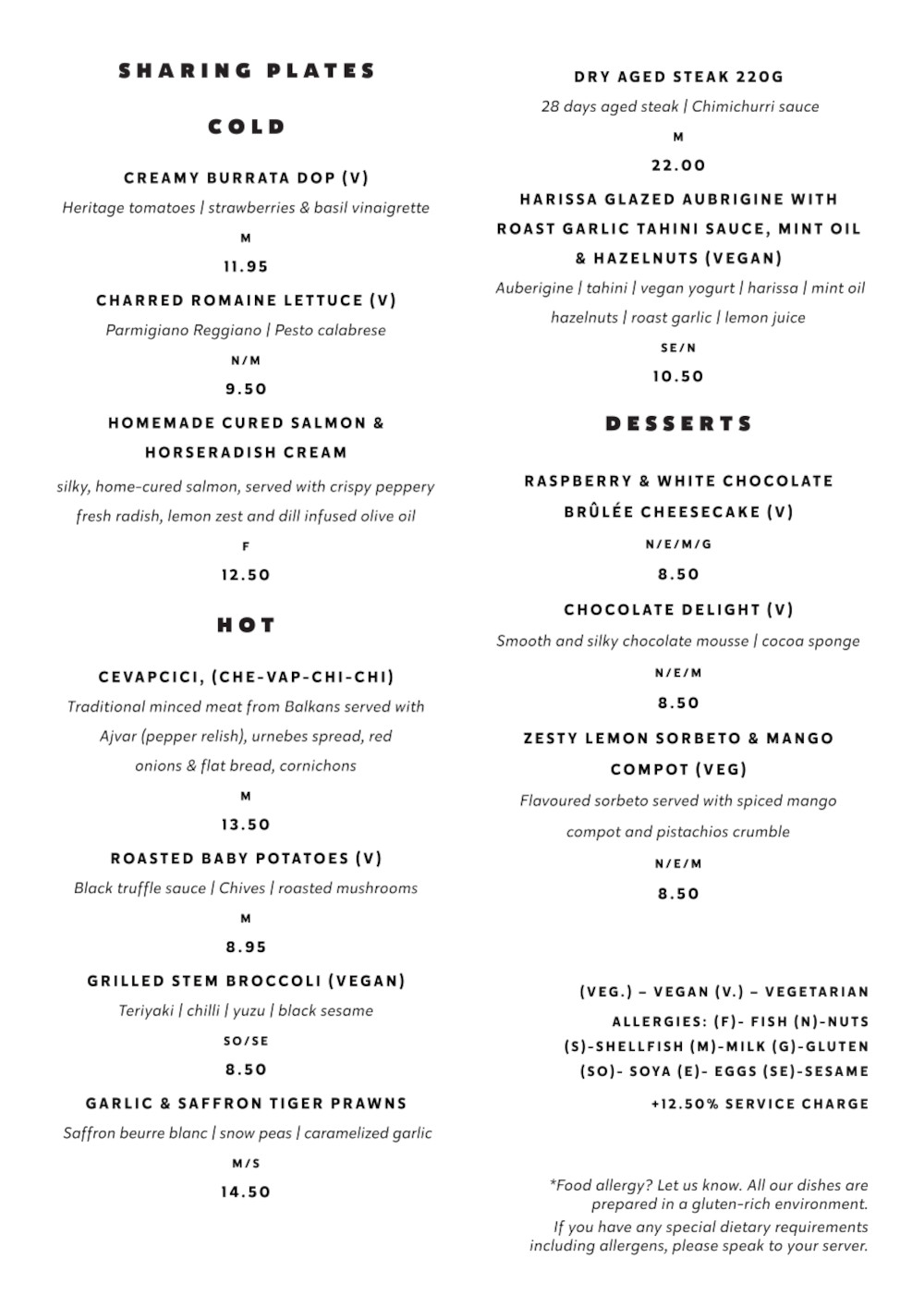 Burnt Umber Brasserie Menu: Dinner 2