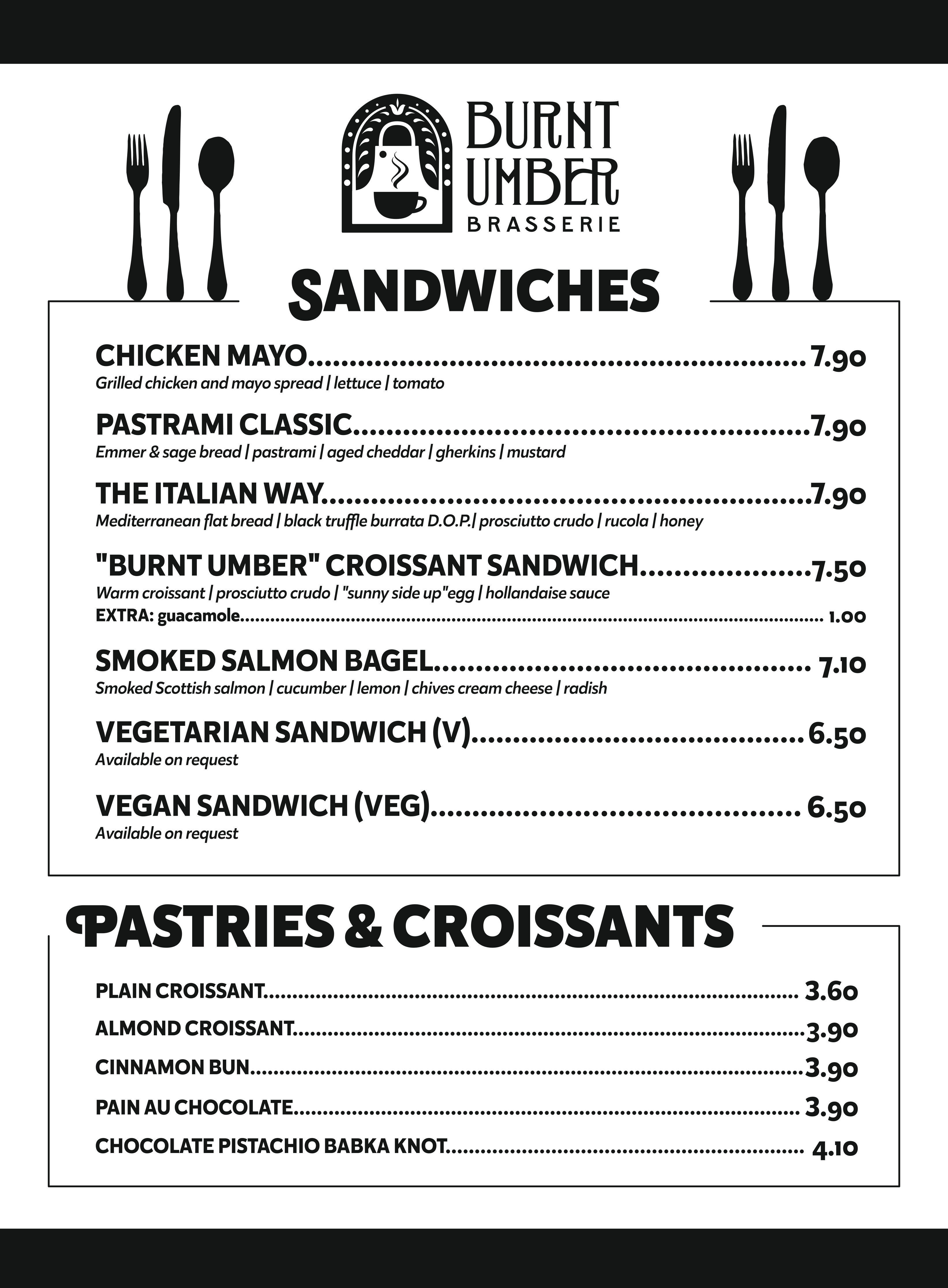 Burnt Umber Brasserie Menu: Brunch 2